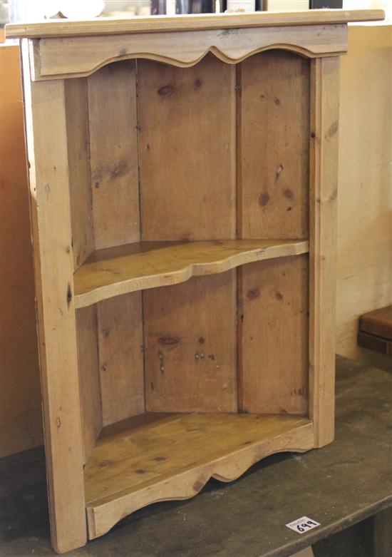 Pine hanging open corner cabinet